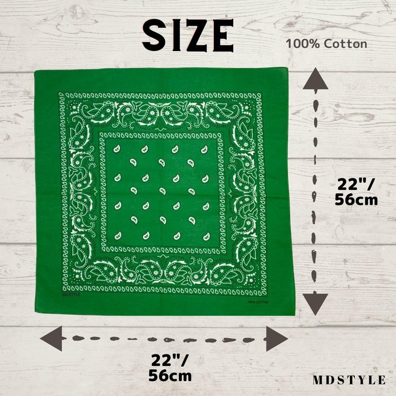 MD Style 100% Cotton Bandana for Men & Women 22" x 22" Paisley Pattern Handkerchief Headband Scarf - Image 4